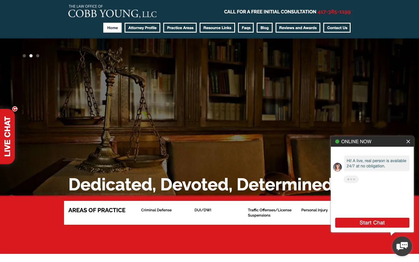 Screenshot of the Law Office of Cobb Young, LLC website