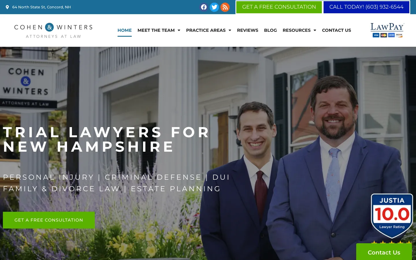 Screenshot of the Cohen & Winters, PLLC website