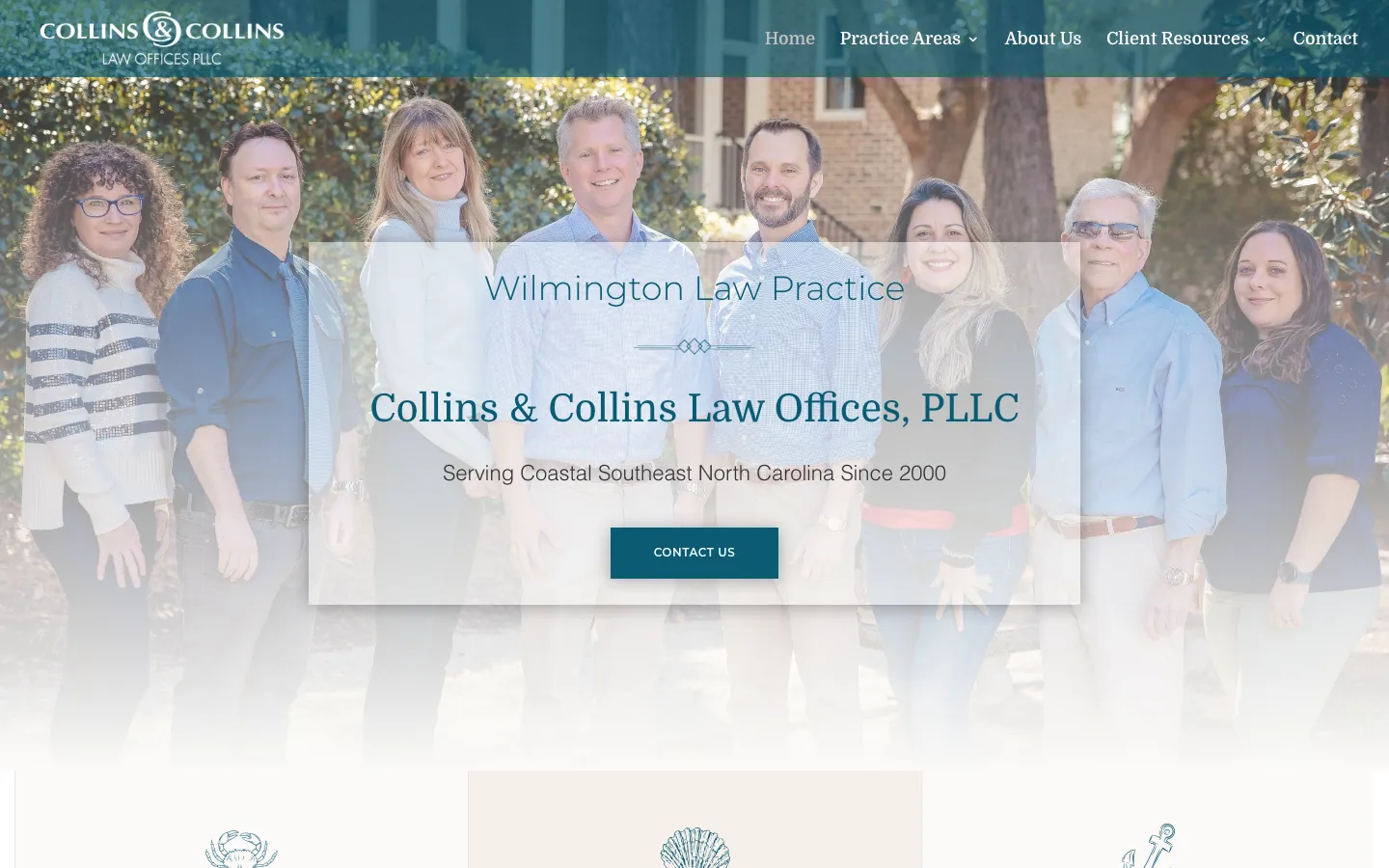 Screenshot of the Collins & Collins Law Offices, PLLC website