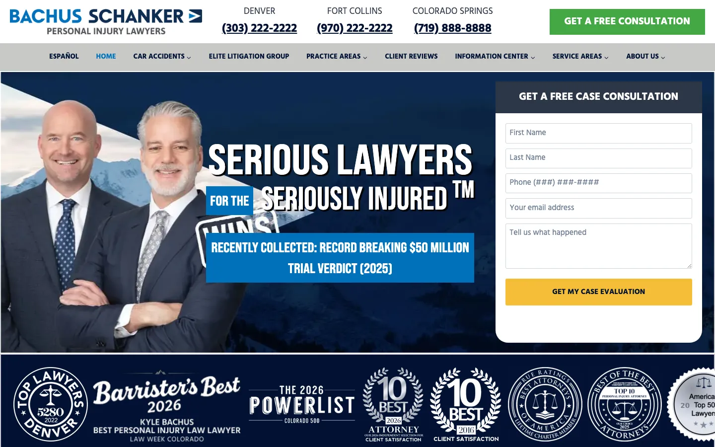 Screenshot of the Bachus & Schanker, LLC website