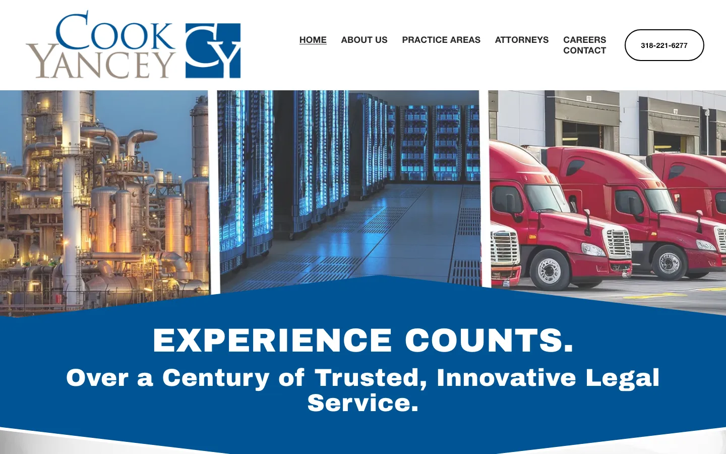 Screenshot of the Cook, Yancey, King & Galloway, A Professional Law Corporation website
