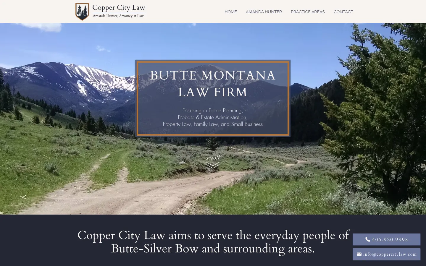 Screenshot of the Copper City Law, PLLC website