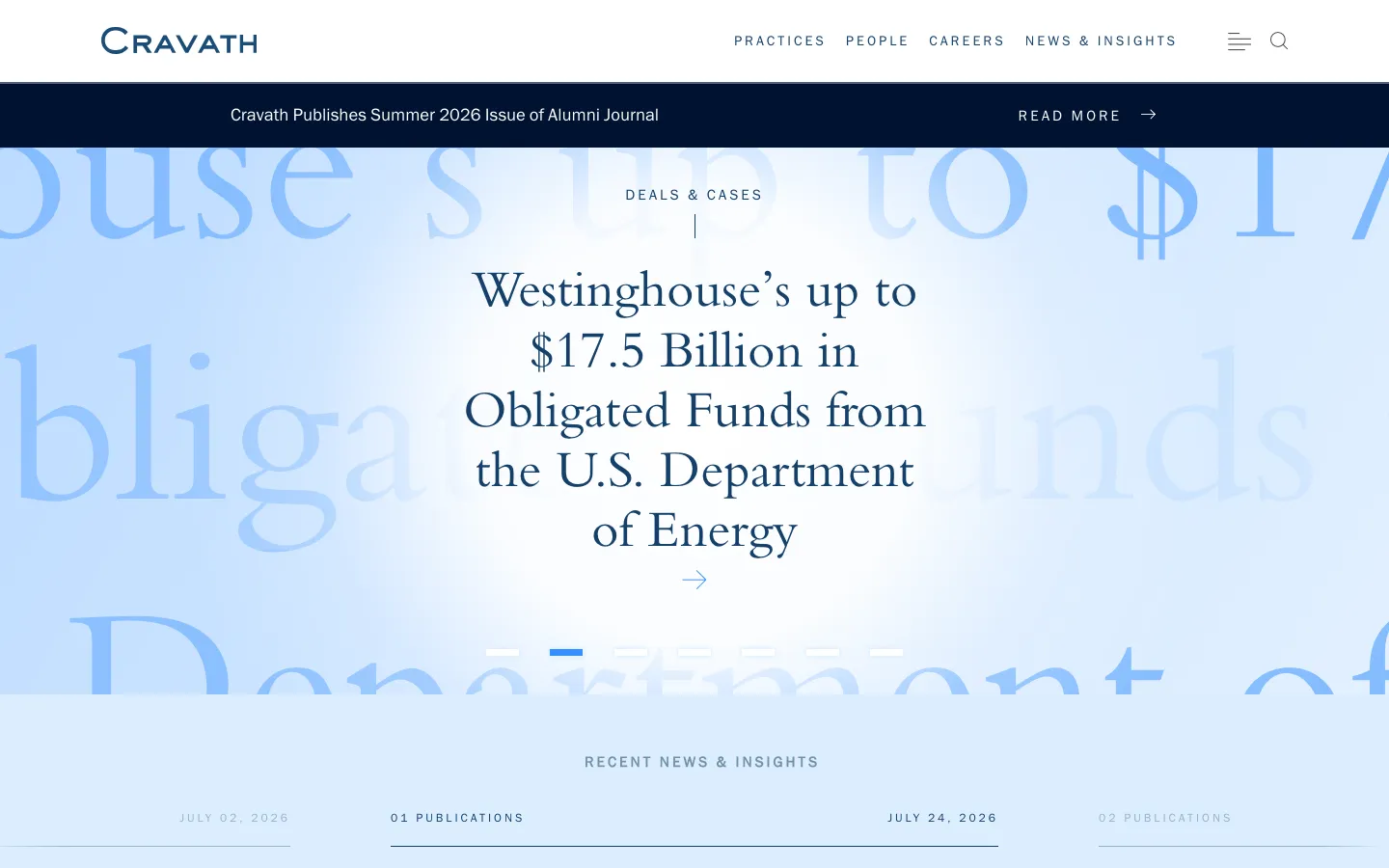 Screenshot of the Cravath, Swaine & Moore LLP website