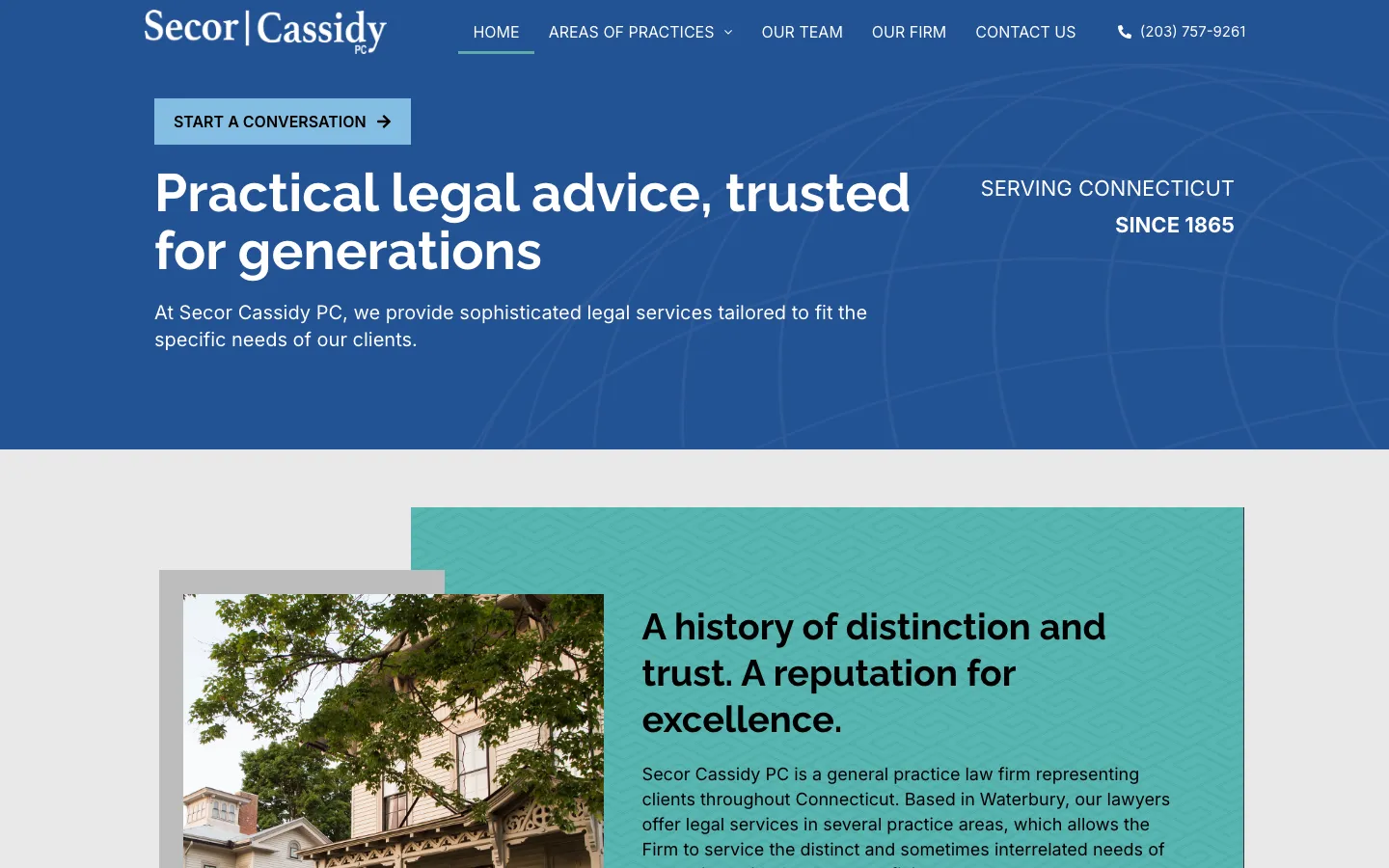 Screenshot of the Secor, Cassidy & McPartland, P.C. website