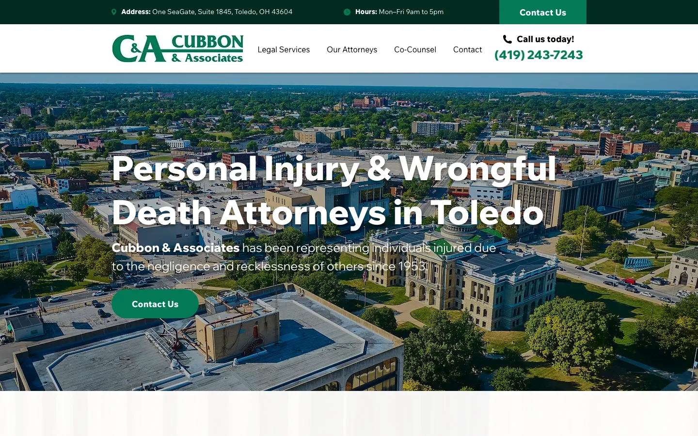 Screenshot of the Cubbon & Associates website