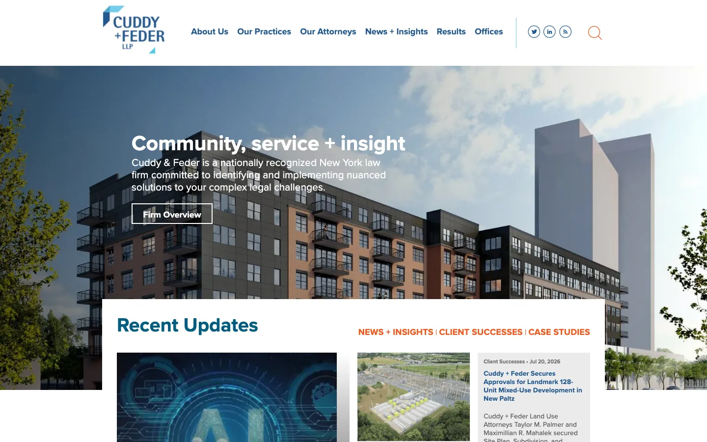 Screenshot of the Cuddy & Feder LLP website