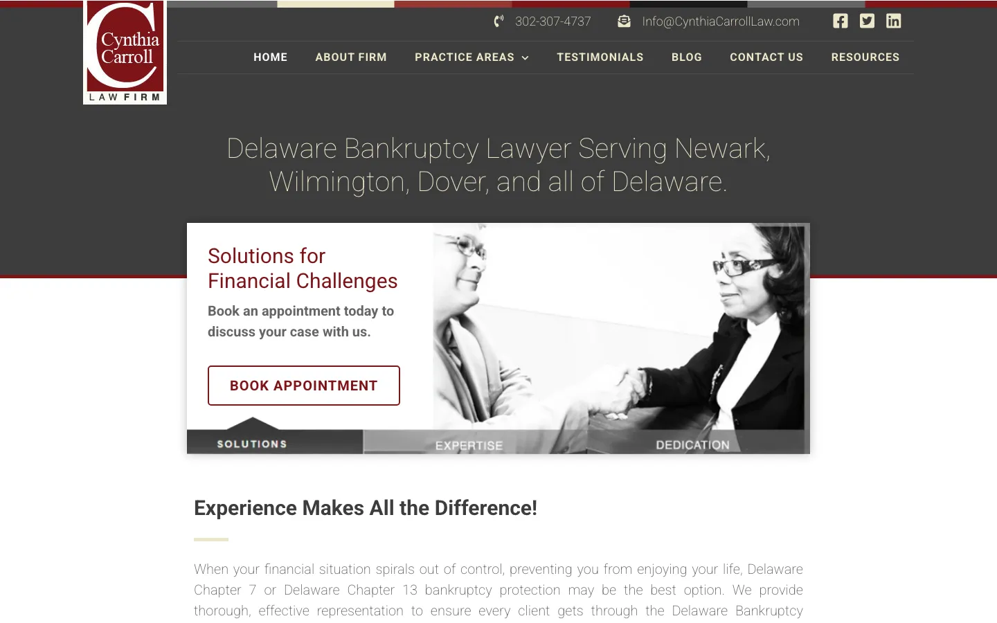 Screenshot of the Cynthia L. Carroll, P.A. website