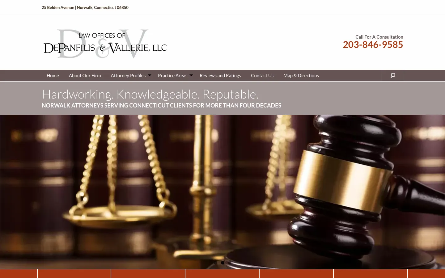 Screenshot of the DePanfilis & Vallerie, LLC website