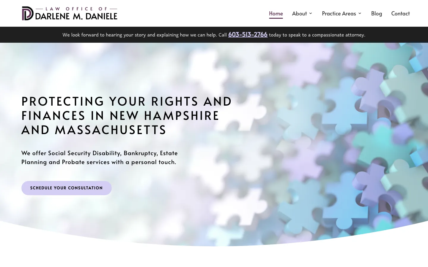 Screenshot of the Law Office of Darlene M. Daniele website