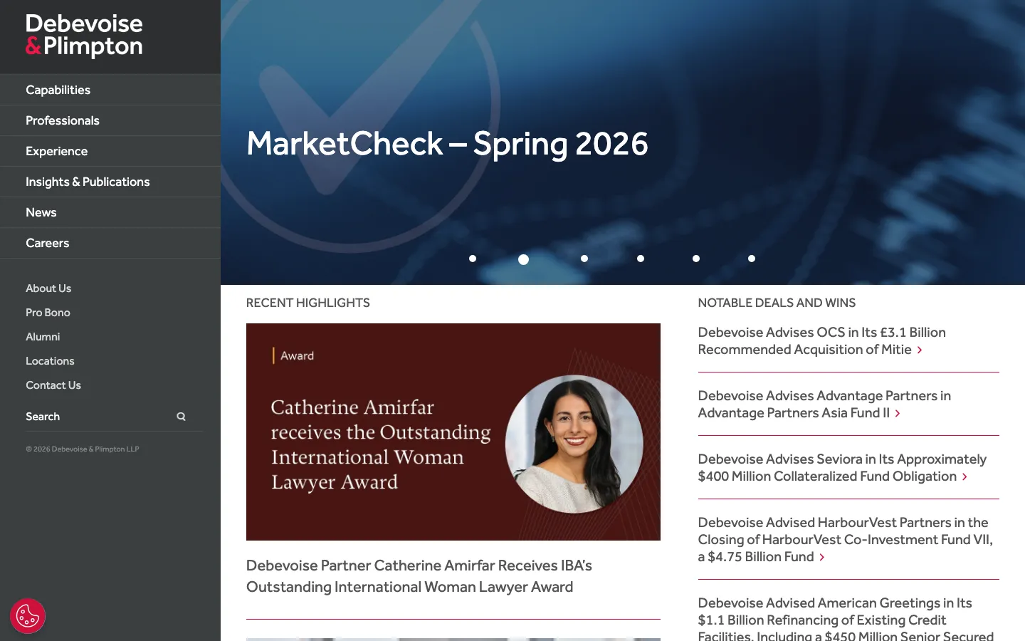 Screenshot of the Debevoise & Plimpton LLP website