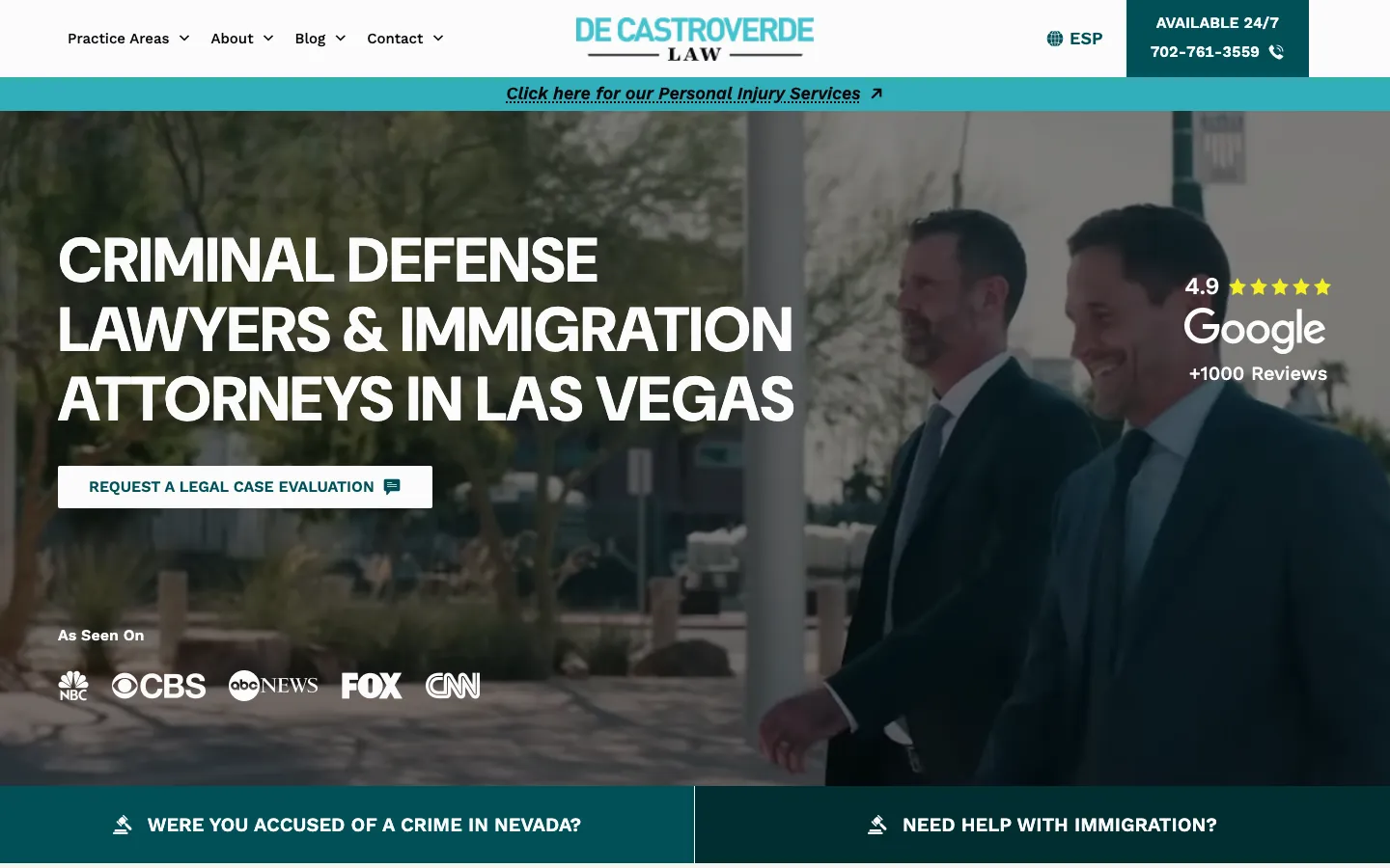 Screenshot of the De Castroverde Law Group website