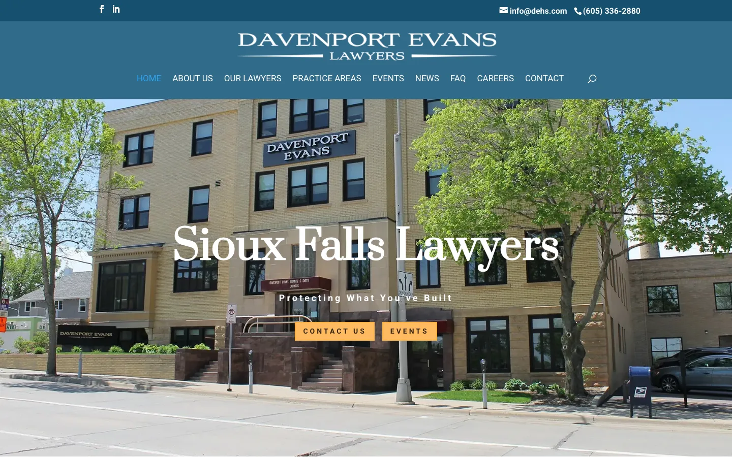 Screenshot of the Davenport, Evans, Hurwitz & Smith, LLP website