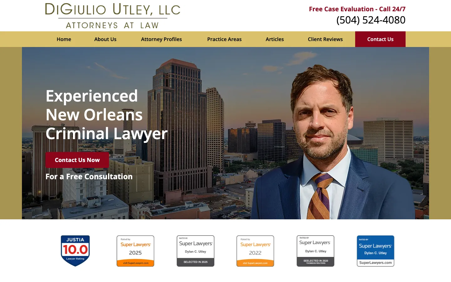 Screenshot of the DiGiulio Utley, LLC website