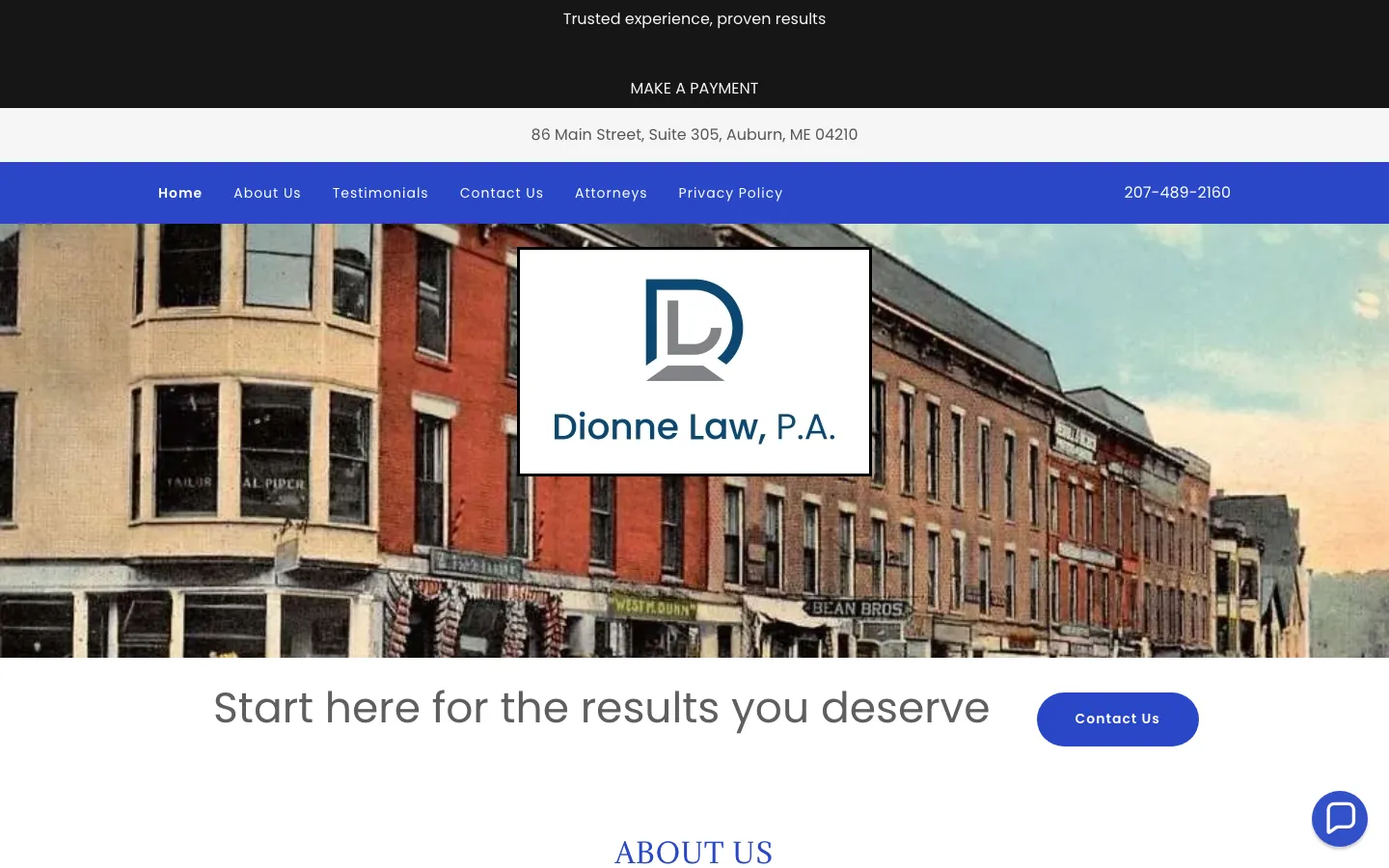 Screenshot of the Dionne Law, P.A. website
