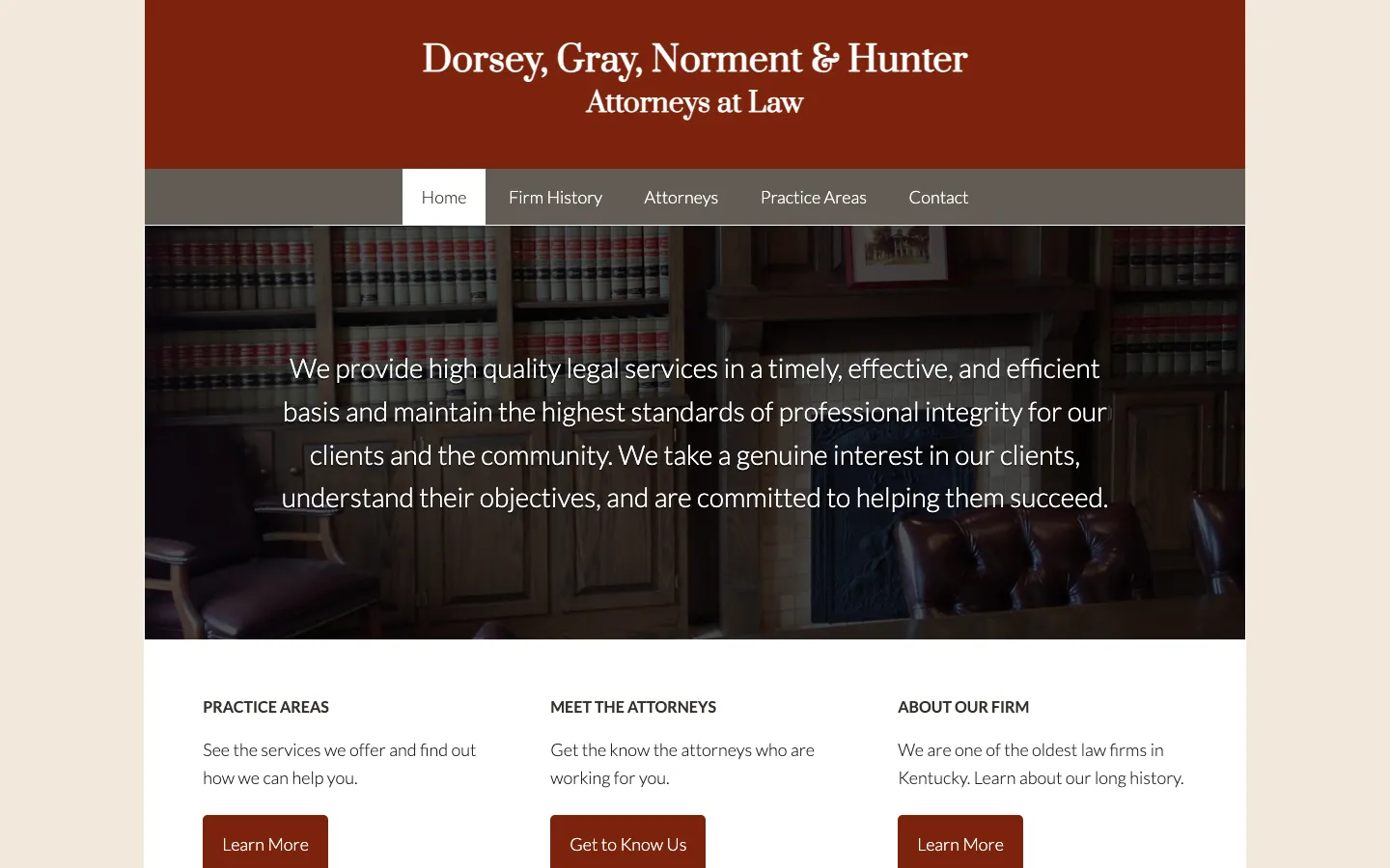 Screenshot of the Dorsey, Gray, Norment & Hunter website