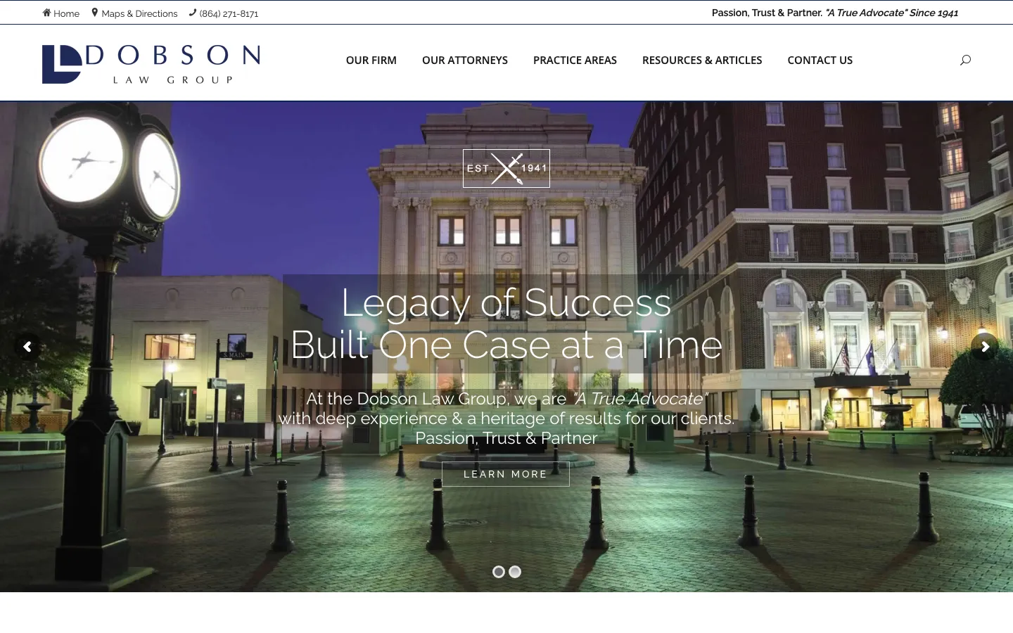 Screenshot of the Dobson Law Group website
