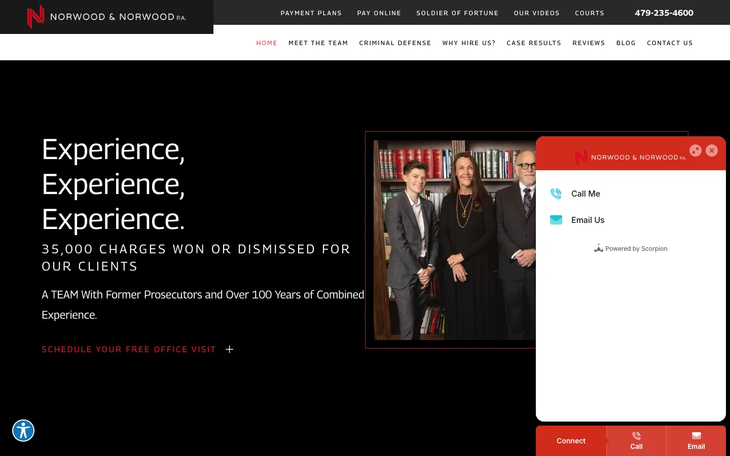 Screenshot of the Norwood & Norwood, P.A. website
