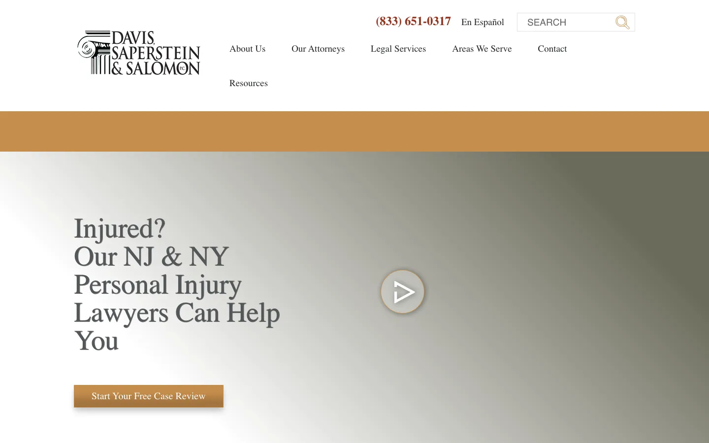Screenshot of the Davis, Saperstein & Salomon, P.C. website