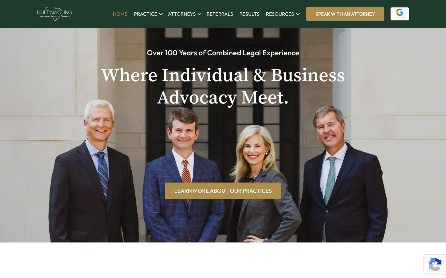 Screenshot of the Duffy & Young, LLC website