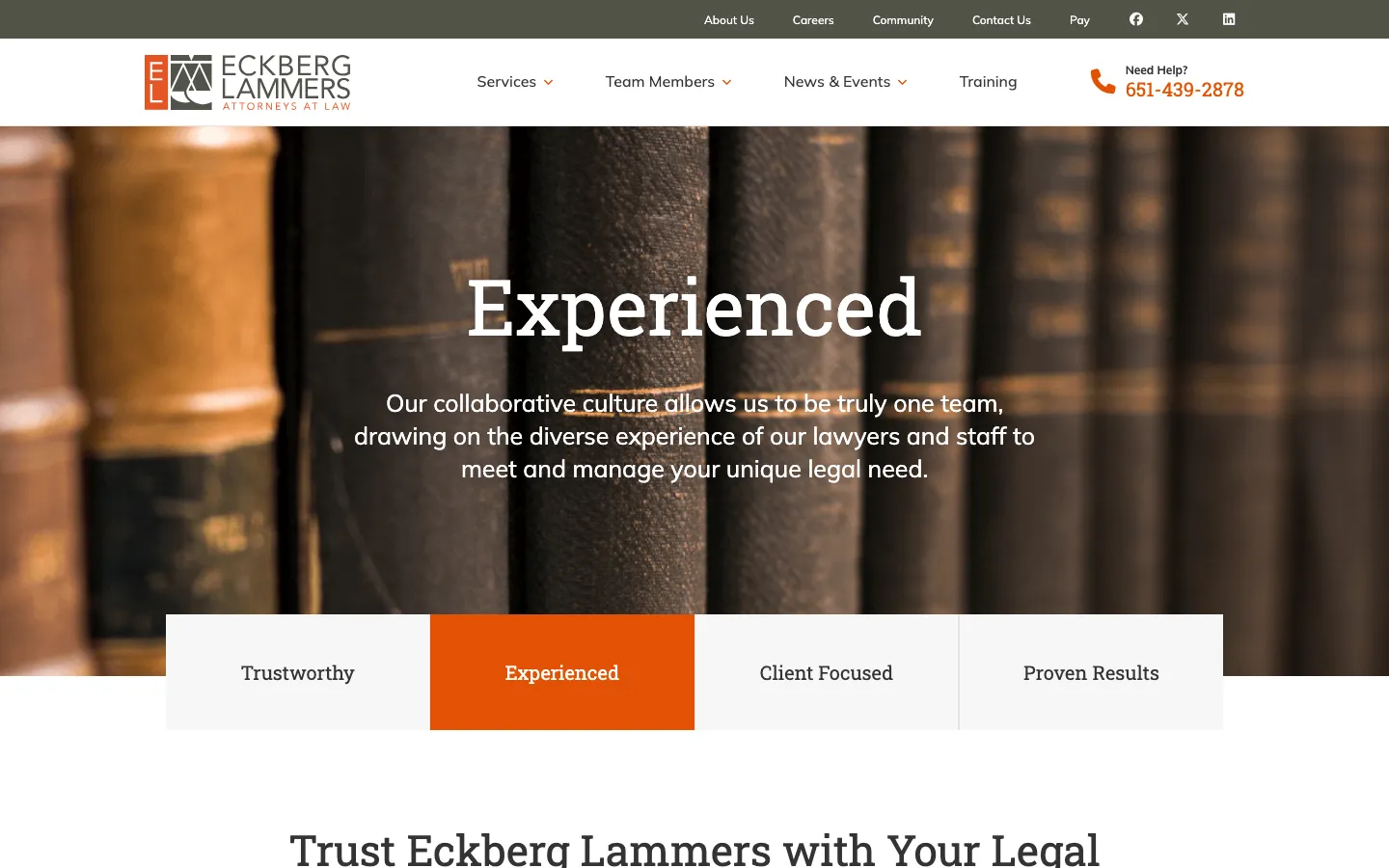 Screenshot of the Eckberg Lammers, P.C. website