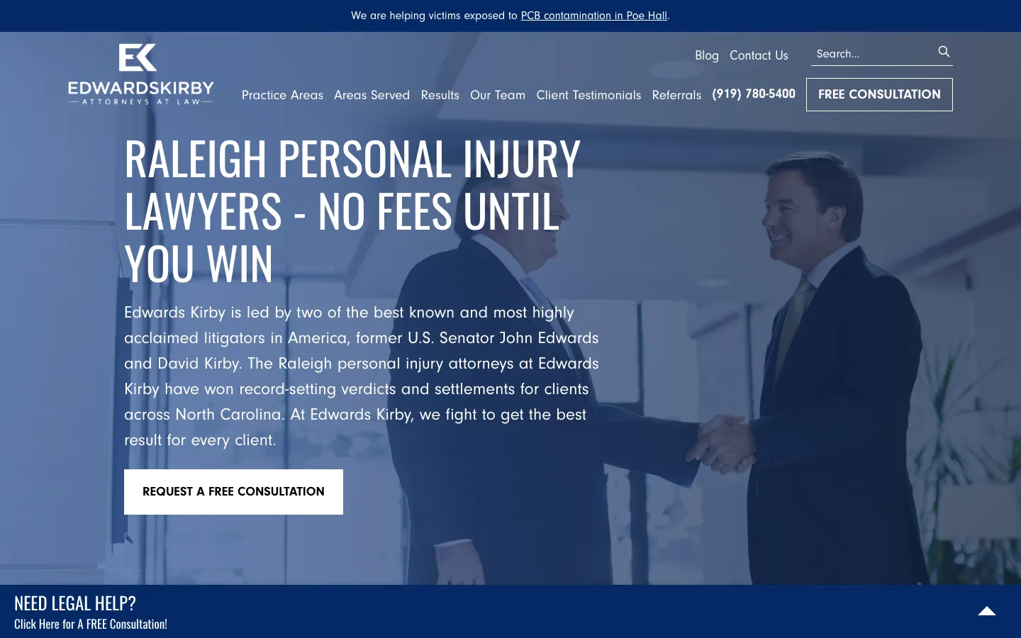 Screenshot of the Edwards Kirby, LLP website