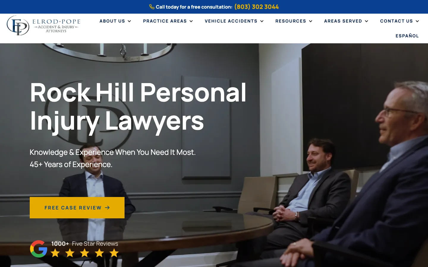 Screenshot of the Elrod Pope Accident & Injury Attorneys website
