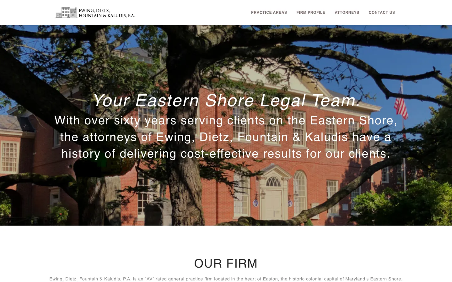 Screenshot of the Ewing, Dietz, Fountain & Kaludis, P.A. website