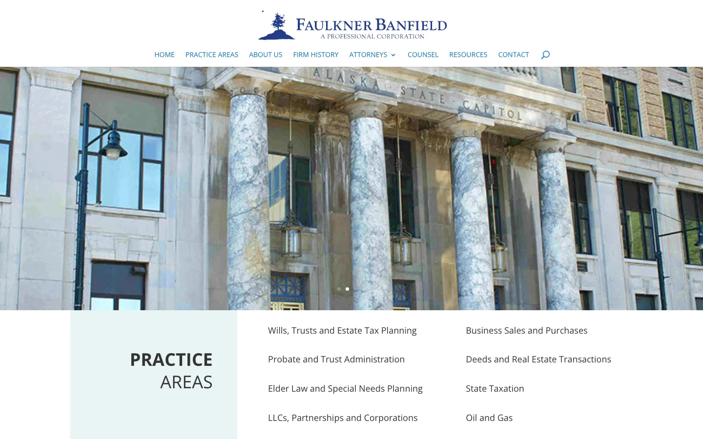 Screenshot of the Faulkner Banfield, P.C. website