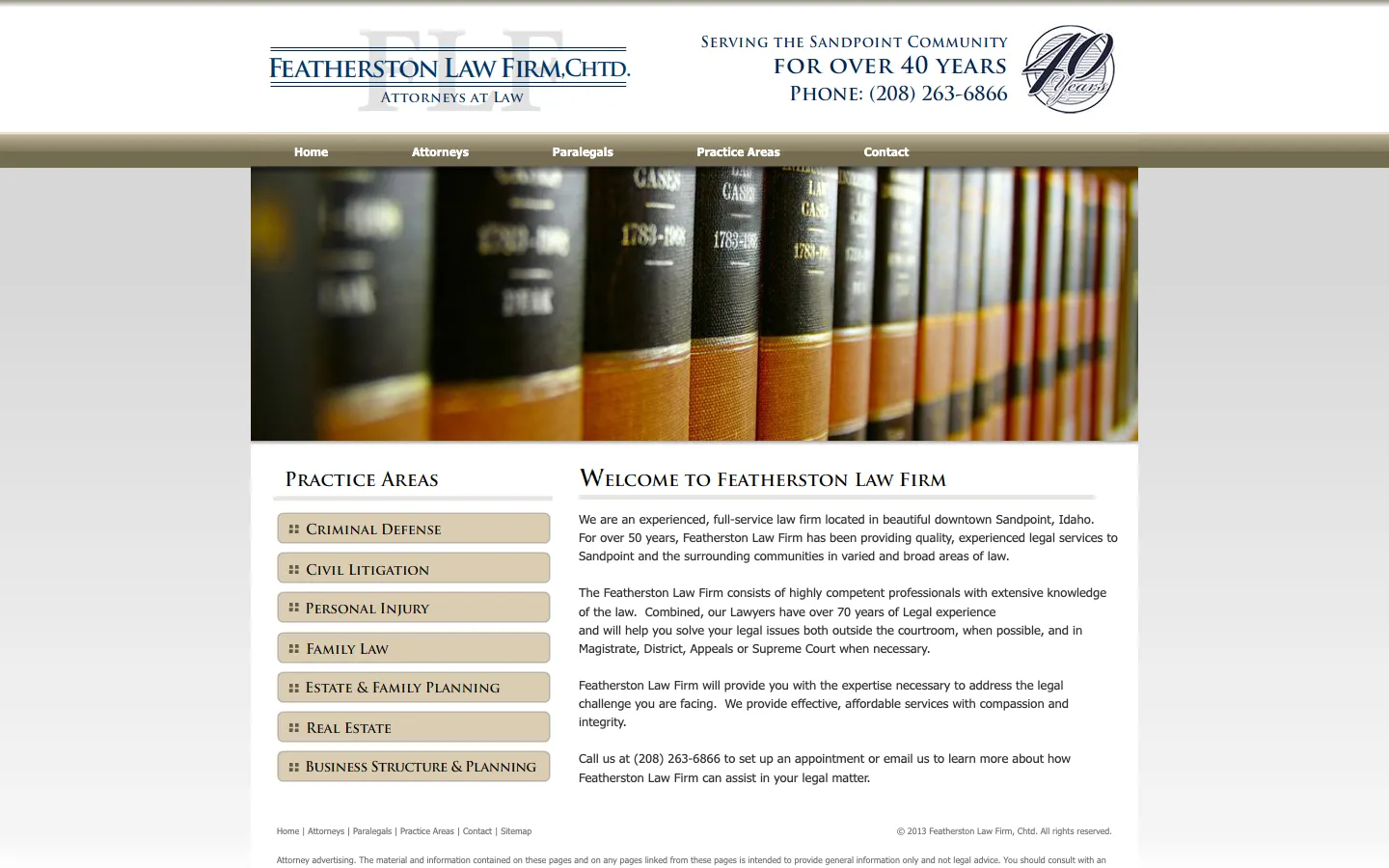 Screenshot of the Featherston Law Firm, Chtd. website