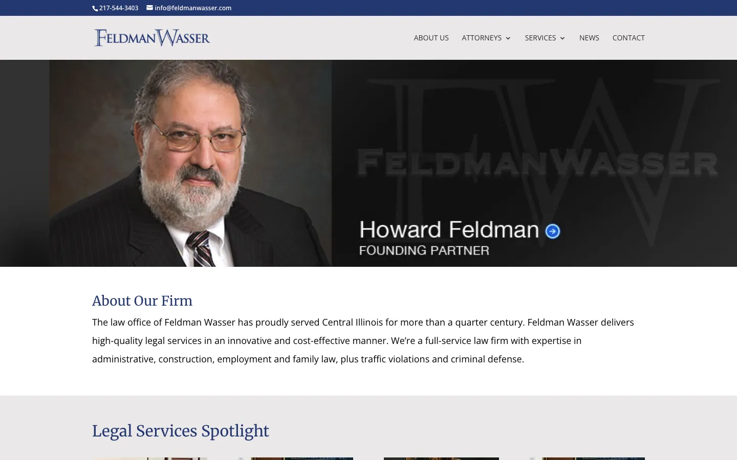 Screenshot of the Feldman Wasser website