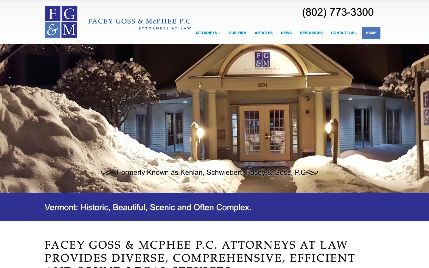Screenshot of the Facey Goss & McPhee, P.C. website