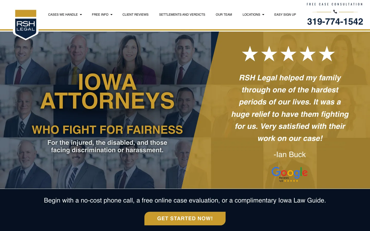 Screenshot of the RSH Legal, P.C. website