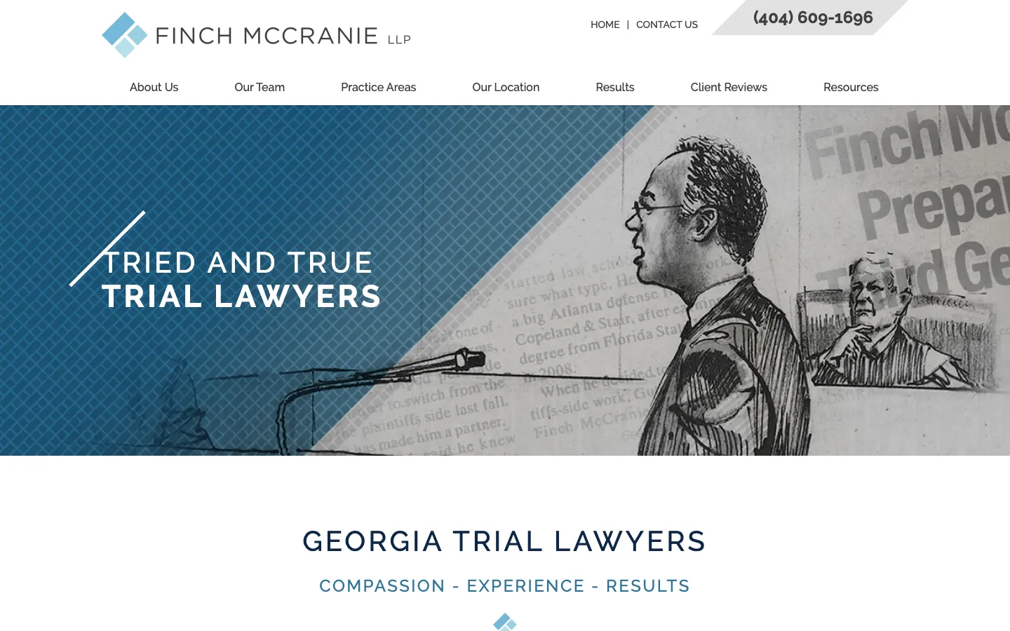 Screenshot of the Finch McCranie LLP website