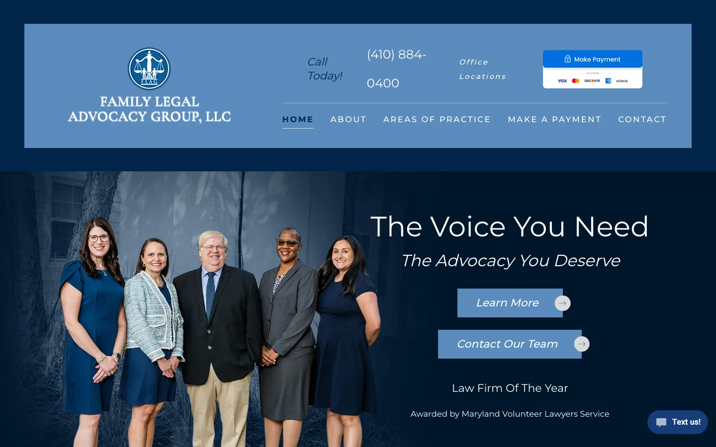 Screenshot of the Family Legal Advocacy Group, LLC website