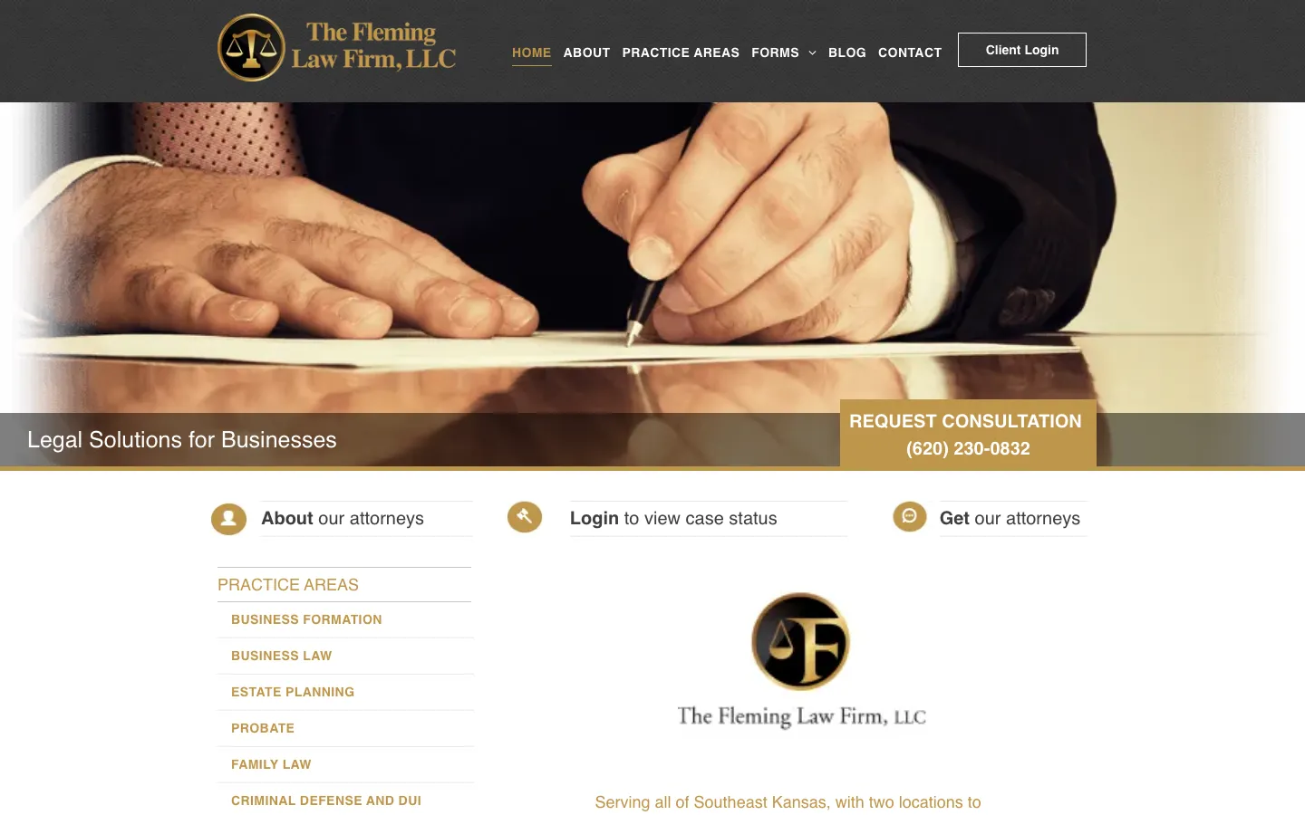 Screenshot of the The Fleming Law Firm website