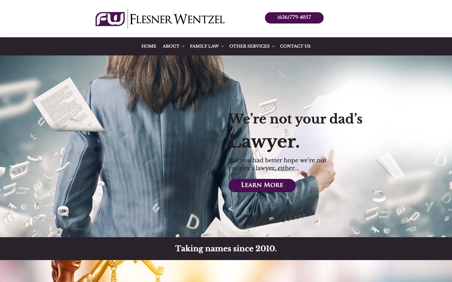 Screenshot of the Flesner Wentzel website