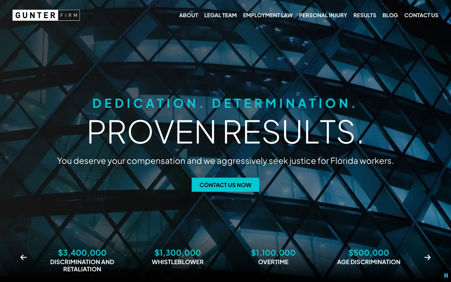 Screenshot of the The Law Office of Jason L. Gunter, P.A. website