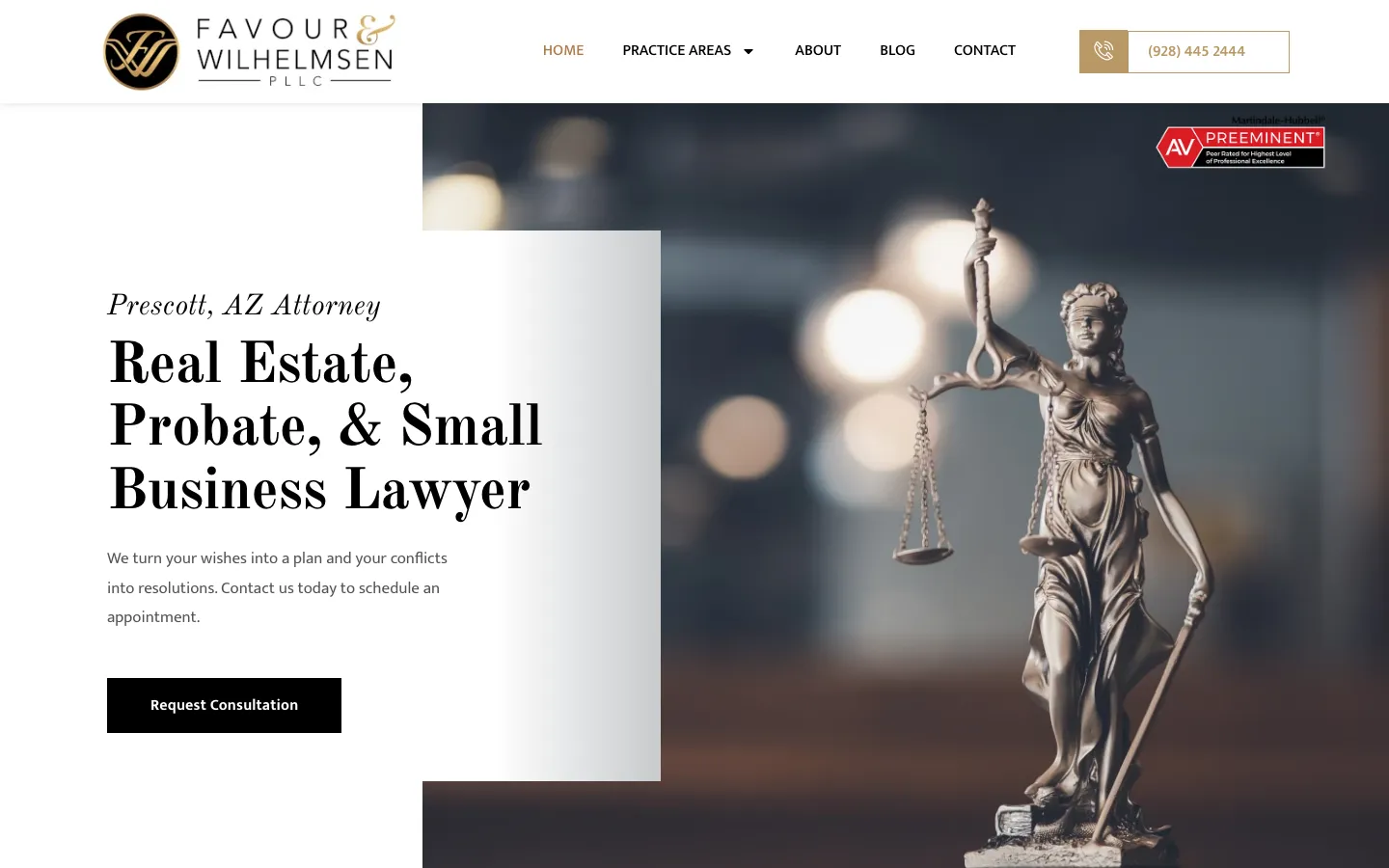 Screenshot of the Favour & Wilhelmsen, PLLC website