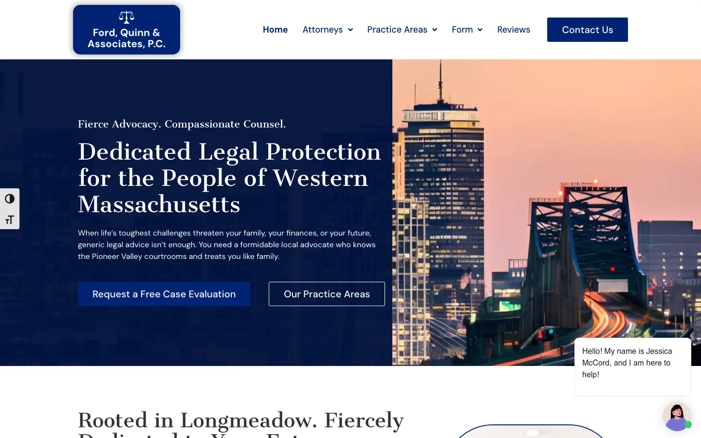 Screenshot of the Ford, Quinn & Associates, P.C. website