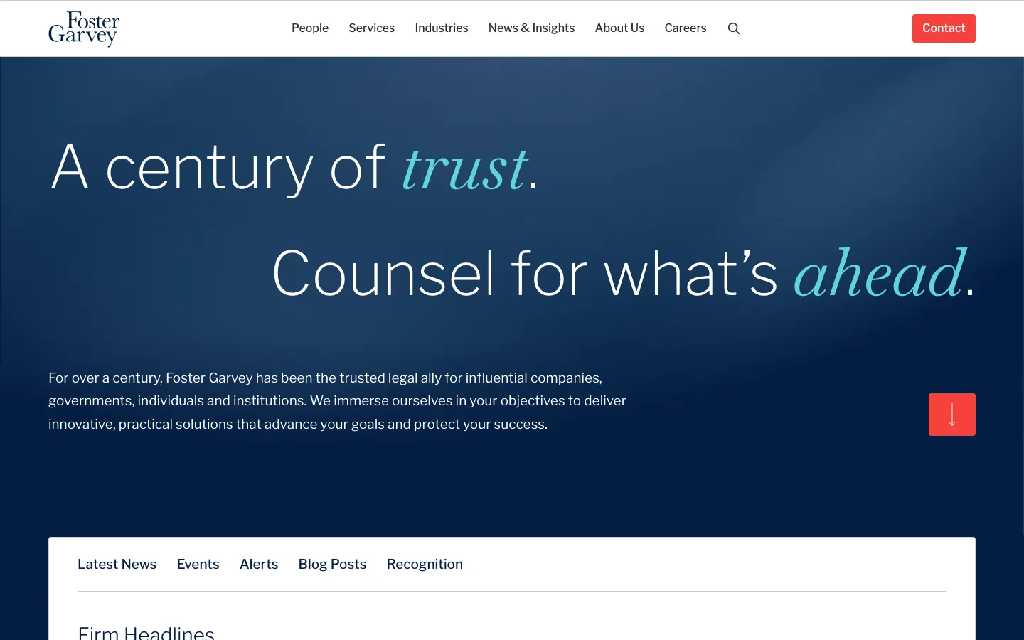 Screenshot of the Foster Garvey PC website