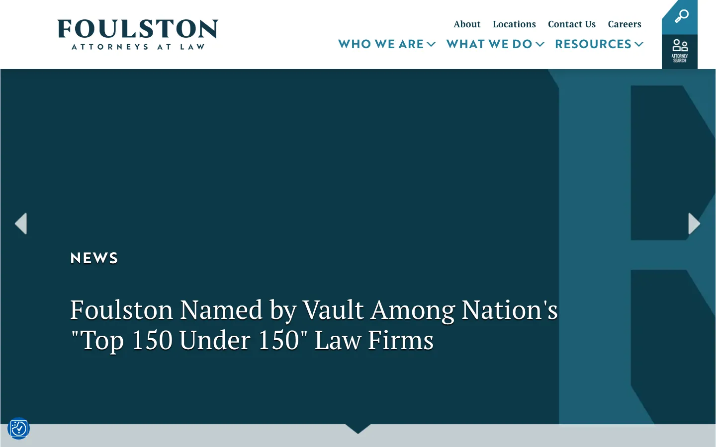 Screenshot of the Foulston Siefkin LLP website