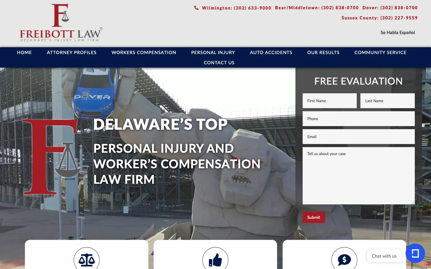 Screenshot of the Freibott Law Firm, P.A. website