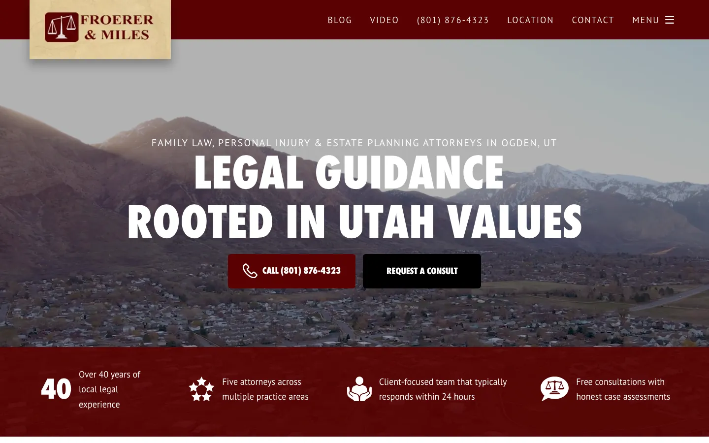 Screenshot of the Froerer & Miles website