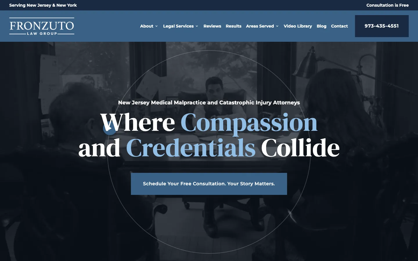 Screenshot of the Fronzuto Law Group website