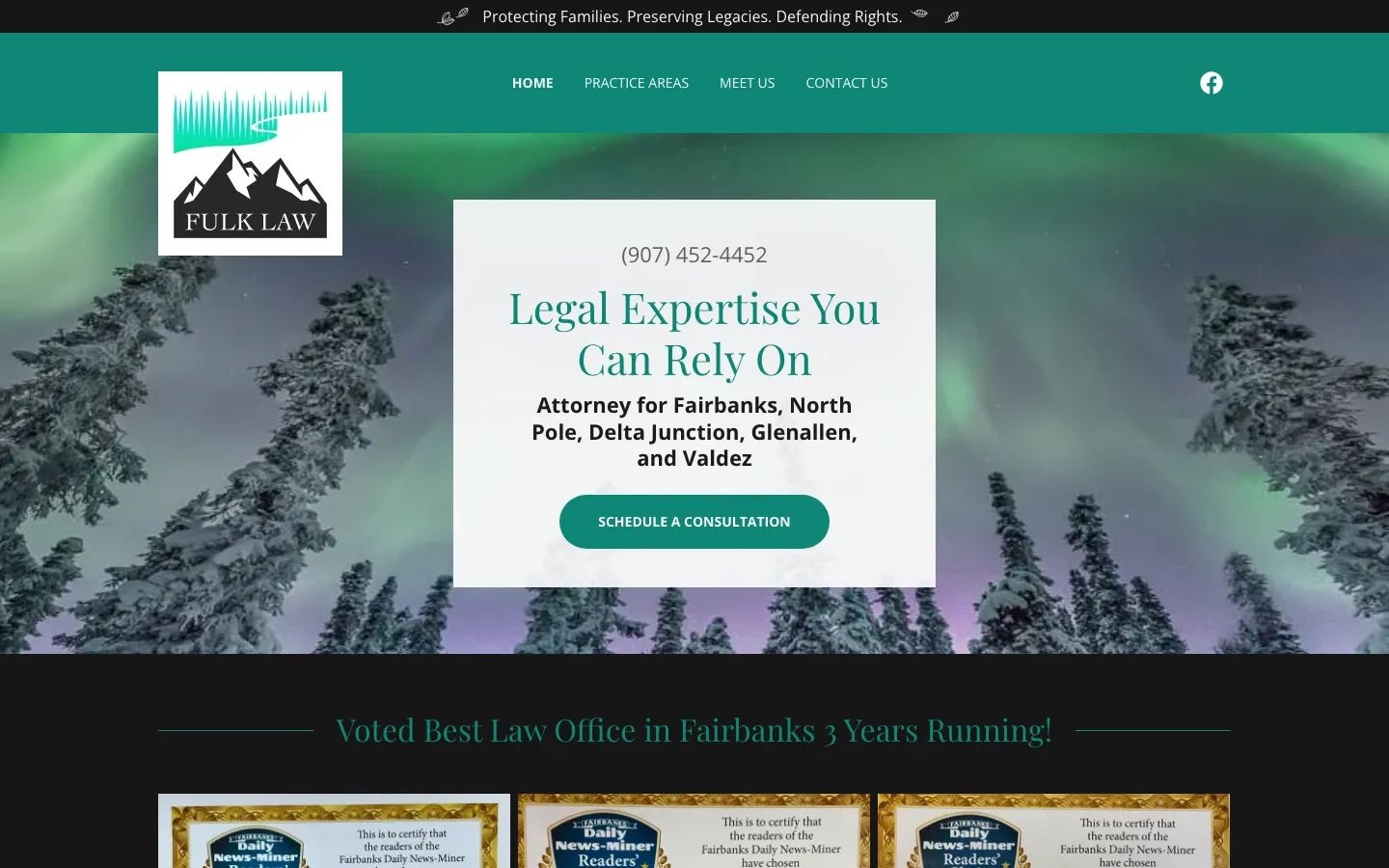 Screenshot of the Fulk Law Office, Inc. website