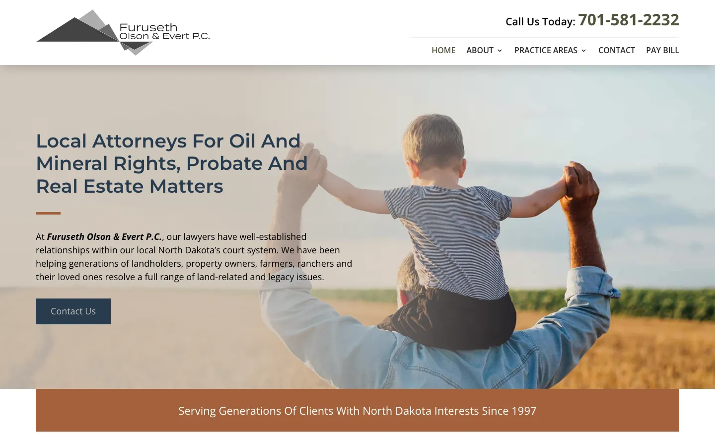 Screenshot of the Furuseth Olson & Evert, P.C. website