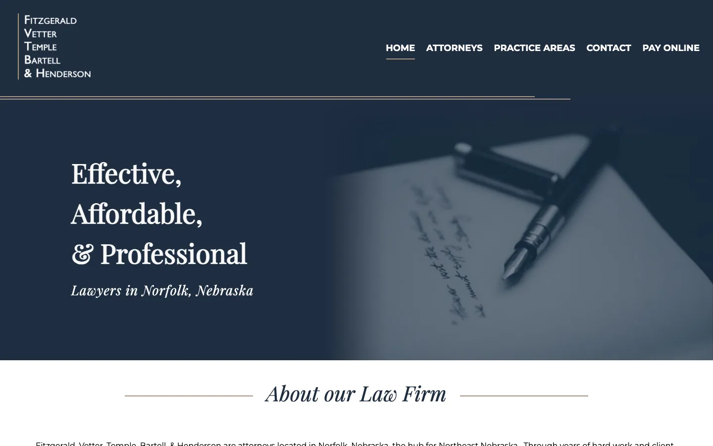 Screenshot of the Fitzgerald, Vetter, Temple, Bartell, & Henderson website