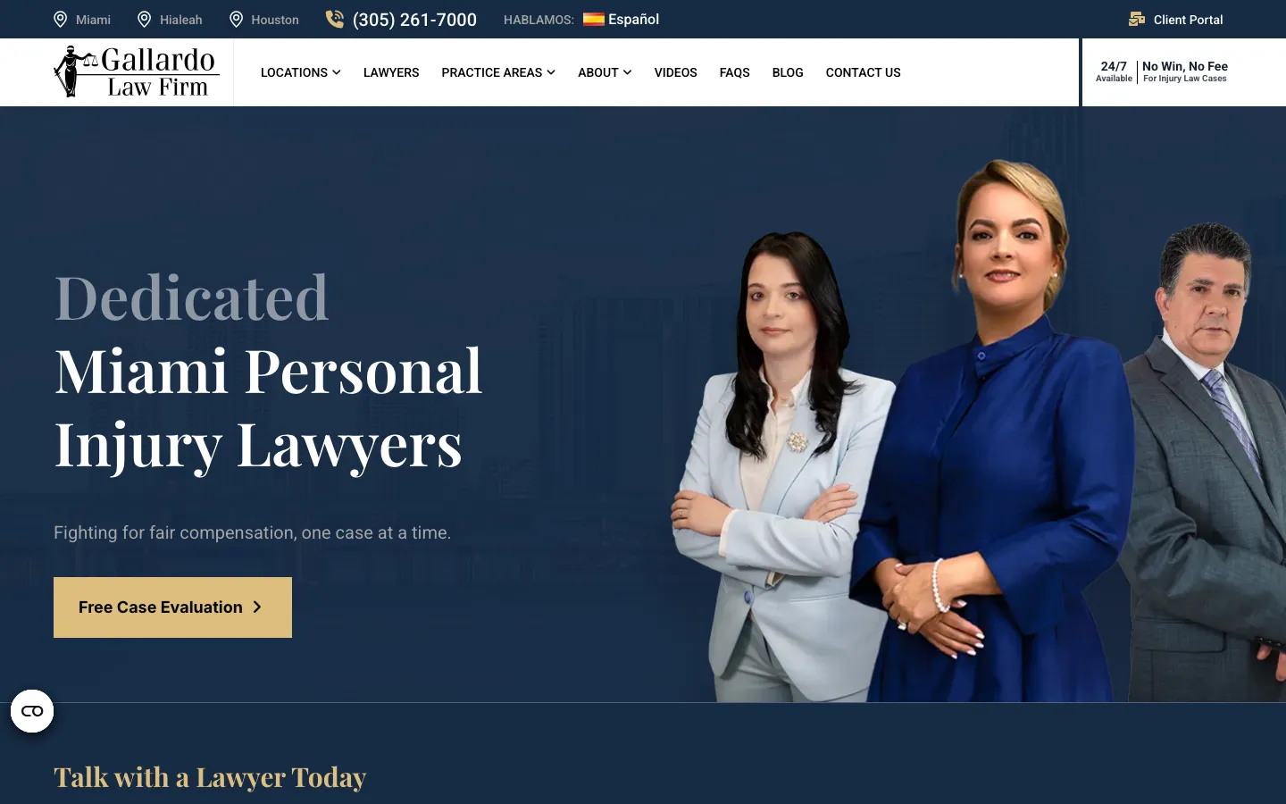 Screenshot of the Gallardo Law Firm website