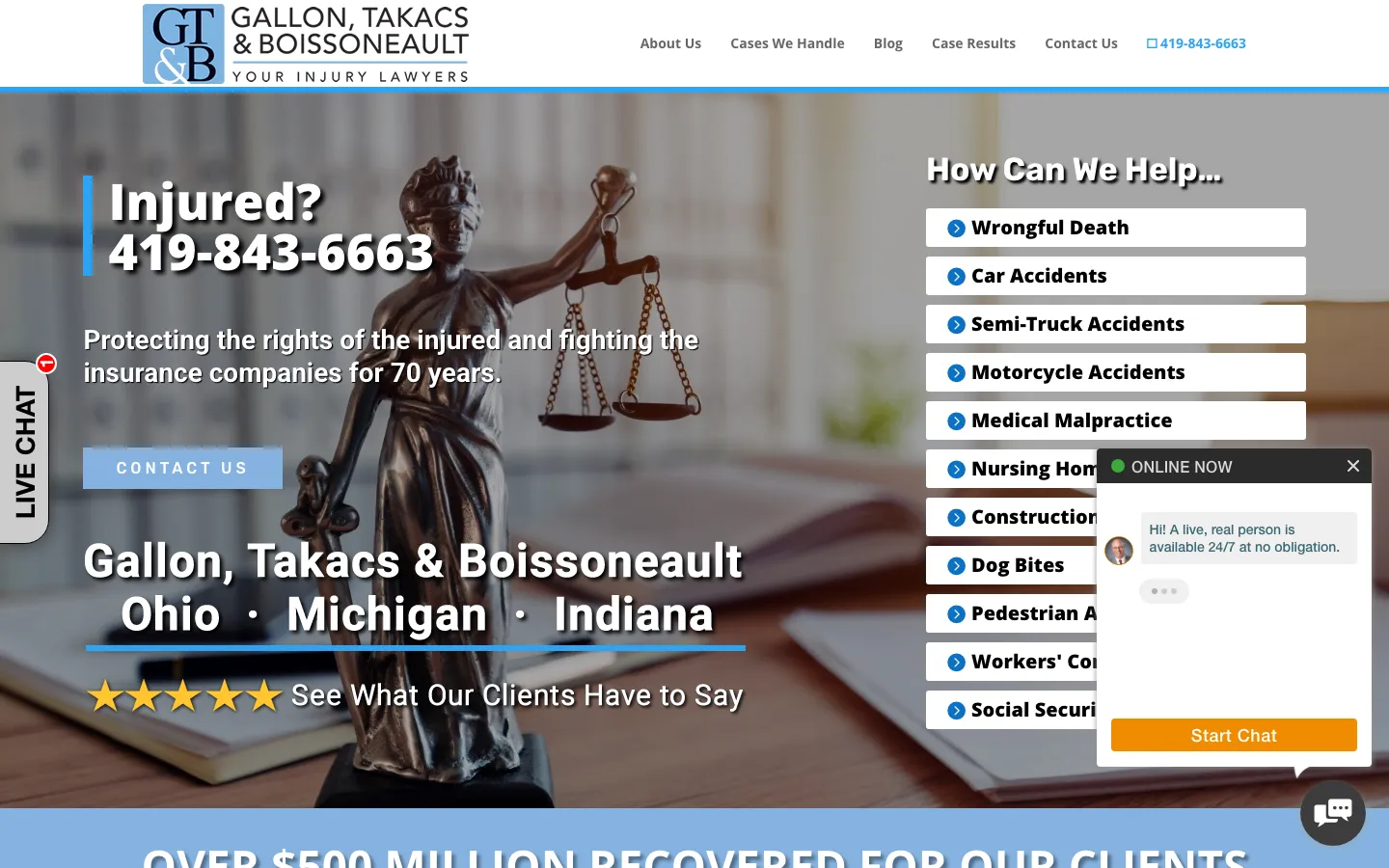 Screenshot of the Gallon, Takacs & Boissoneault Co., L.P.A. website