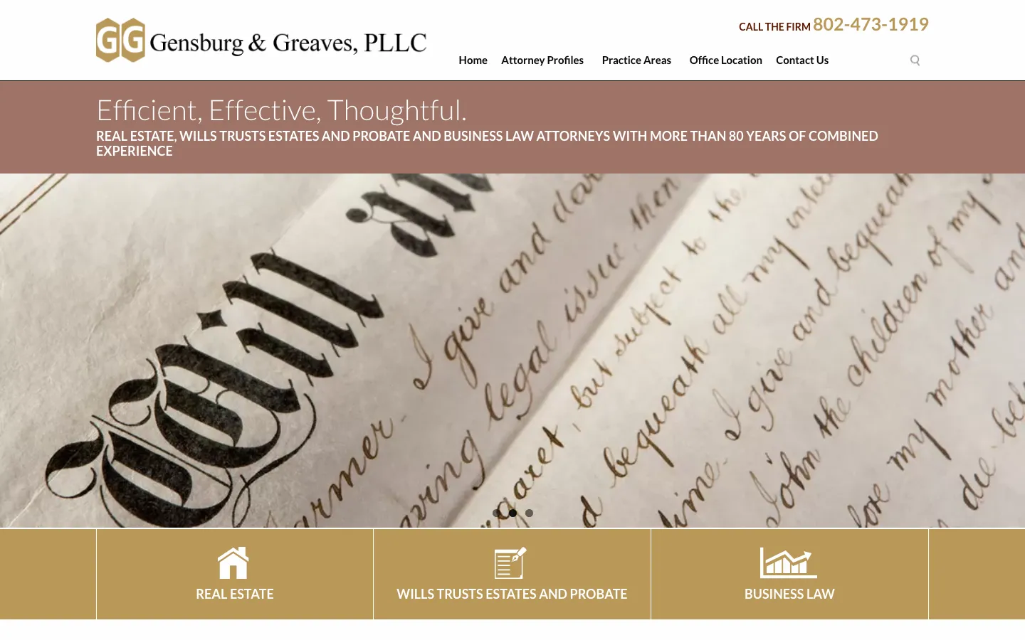 Screenshot of the Gensburg & Greaves, PLLC website